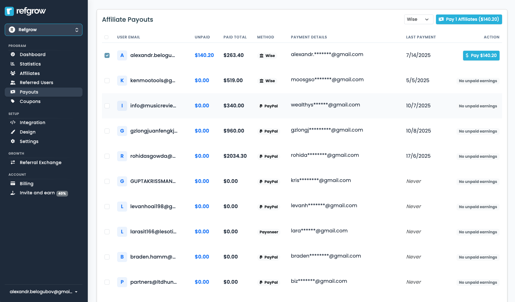 Automatic payouts